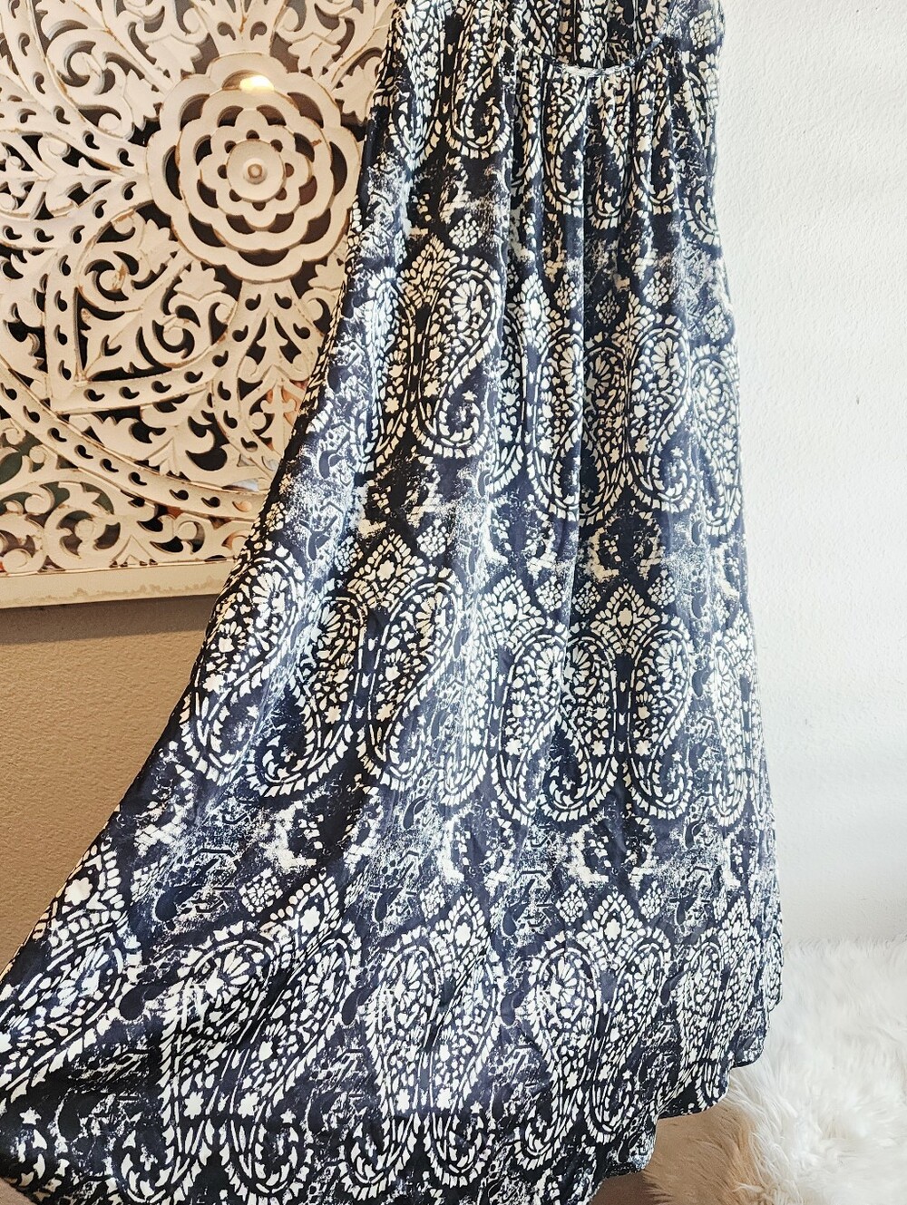 TYSA PAISLEY PRINT MAXI DRESS ADJUSTABLE STRAPS IN BLACK & WHITE Size SMALL - Picture 13 of 16